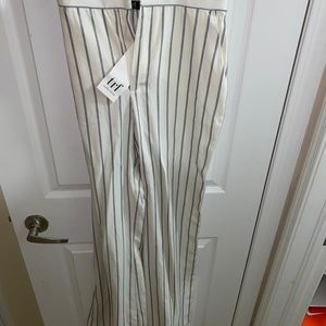 Zara Cream / blue stripe Higwaisted wide leg